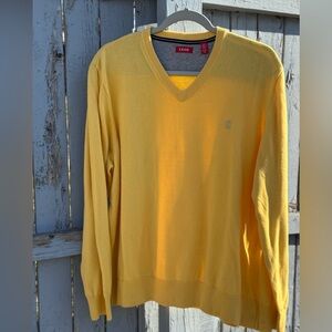 IZOD Yellow Sweater XL Men’s Pullover X-Large Long Sleeve Preppy Golf Easter